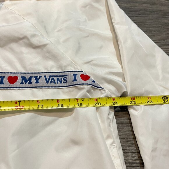 "I Love My Vans" Anorak Nylon White Cropped Windbreaker Bomber JACKET M - Picture 5 of 8